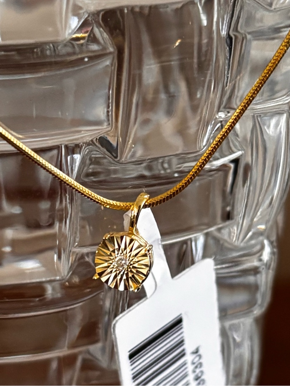 Gold Sunburst Pendant Necklace - Natural Diamond